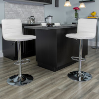 Flash Furniture Contemporary White Vinyl Adjustable Height Bar Stool with Chrome Base CH-92023-1-WH-GG
